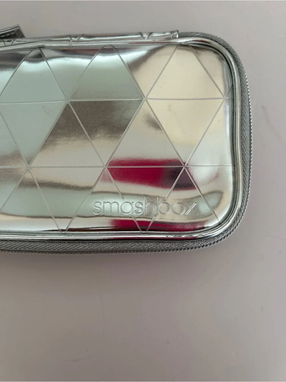 Smashbox Silver Geometric Metallic Makeup Travel Case | Brand New